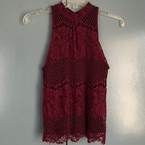 Violet lace with black blouse